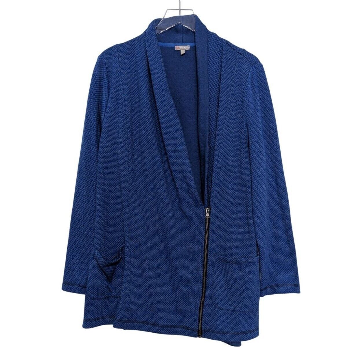 Talbots T by Talbots Moto Zip Sweatshirt Womens Plus Size 2X Blue Size XXL / US 16-18 / IT 52-54 - 1 Thumbnail