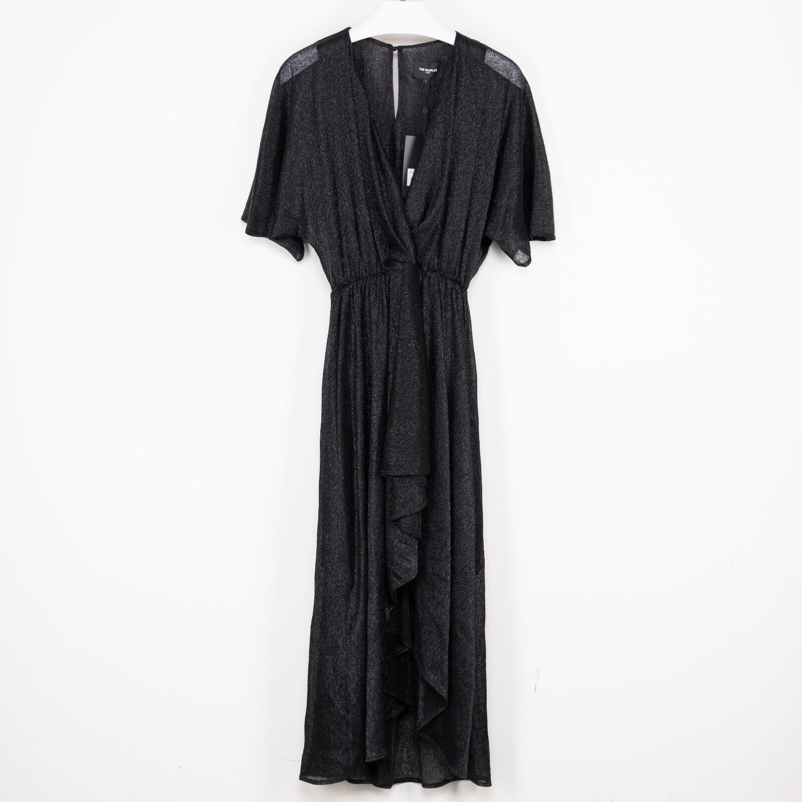 The Kooples The Kooples Sheer Metallic High Low Draped Midi Dress 1/S Size S / US 4 / IT 40 - 4 Thumbnail