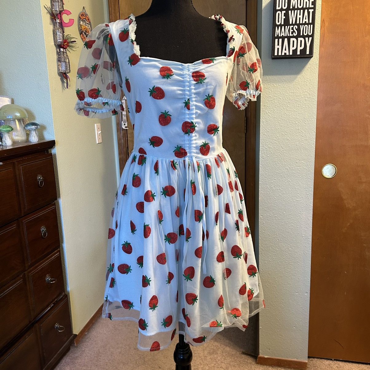 Other Smak Parlour light blue sheer mesh overlay strawberries S Size S / US 4 / IT 40 - 1 Thumbnail
