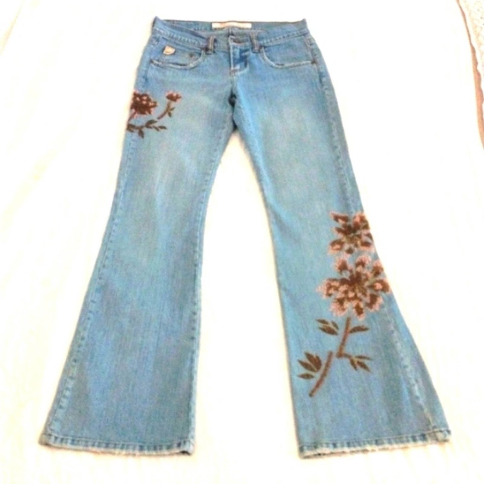 Other Z. Cavaricci Jeans Sz 10 Beaded Floral FLARED 70s Bohemian Size 32" / US 10 / IT 46 - 1 Thumbnail