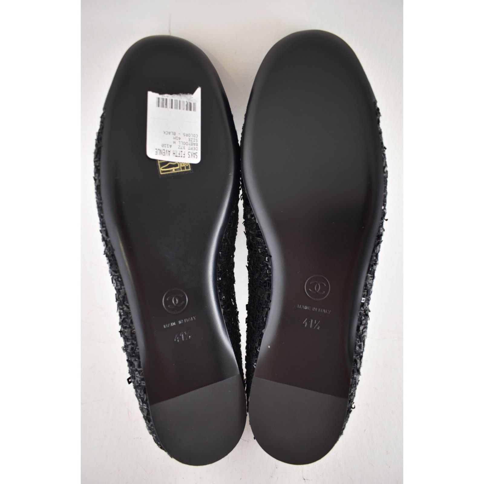 Chanel Chanel Black Glittered Tweed Pearl CC Mary Jane Ballerina Size US 11.5 / IT 41.5 - 15 Thumbnail