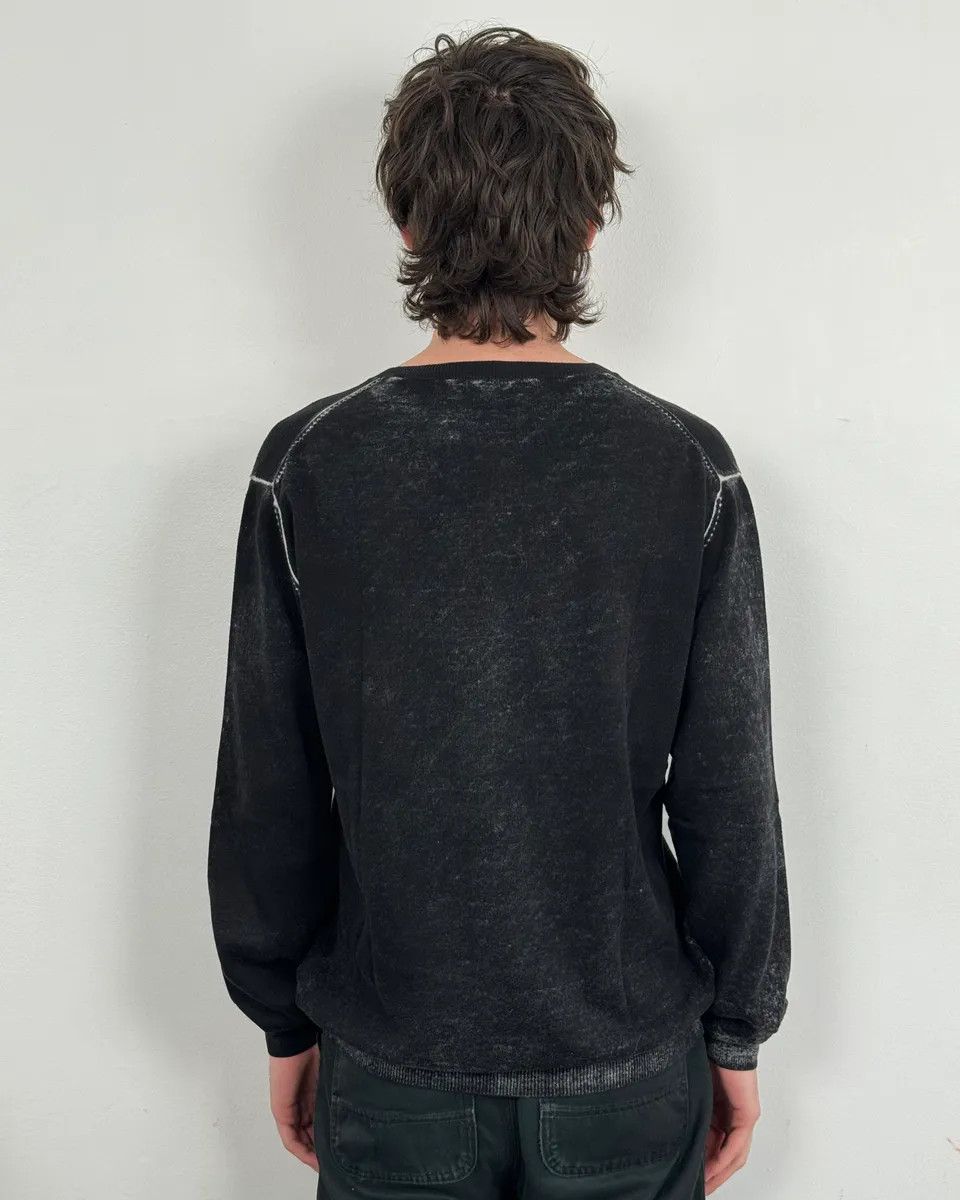 John Galliano 2010s John Galliano Black Eroded White Irregular V Neck Sweater Size US M / EU 48-50 / 2 - 3 Thumbnail