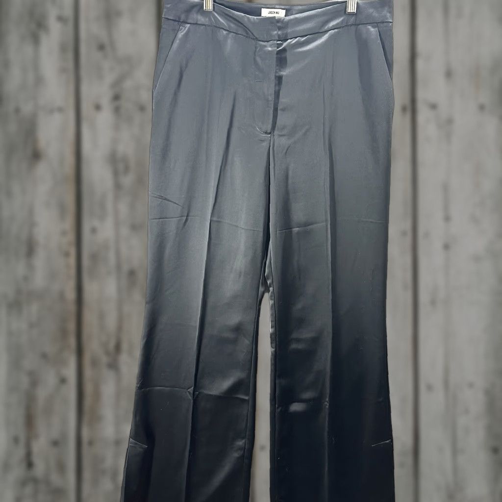 Jason Wu Pants Womens 10 Black Satin Silk Wide-Leg Quiet Luxury Capsule Y2k 90s Jacket?