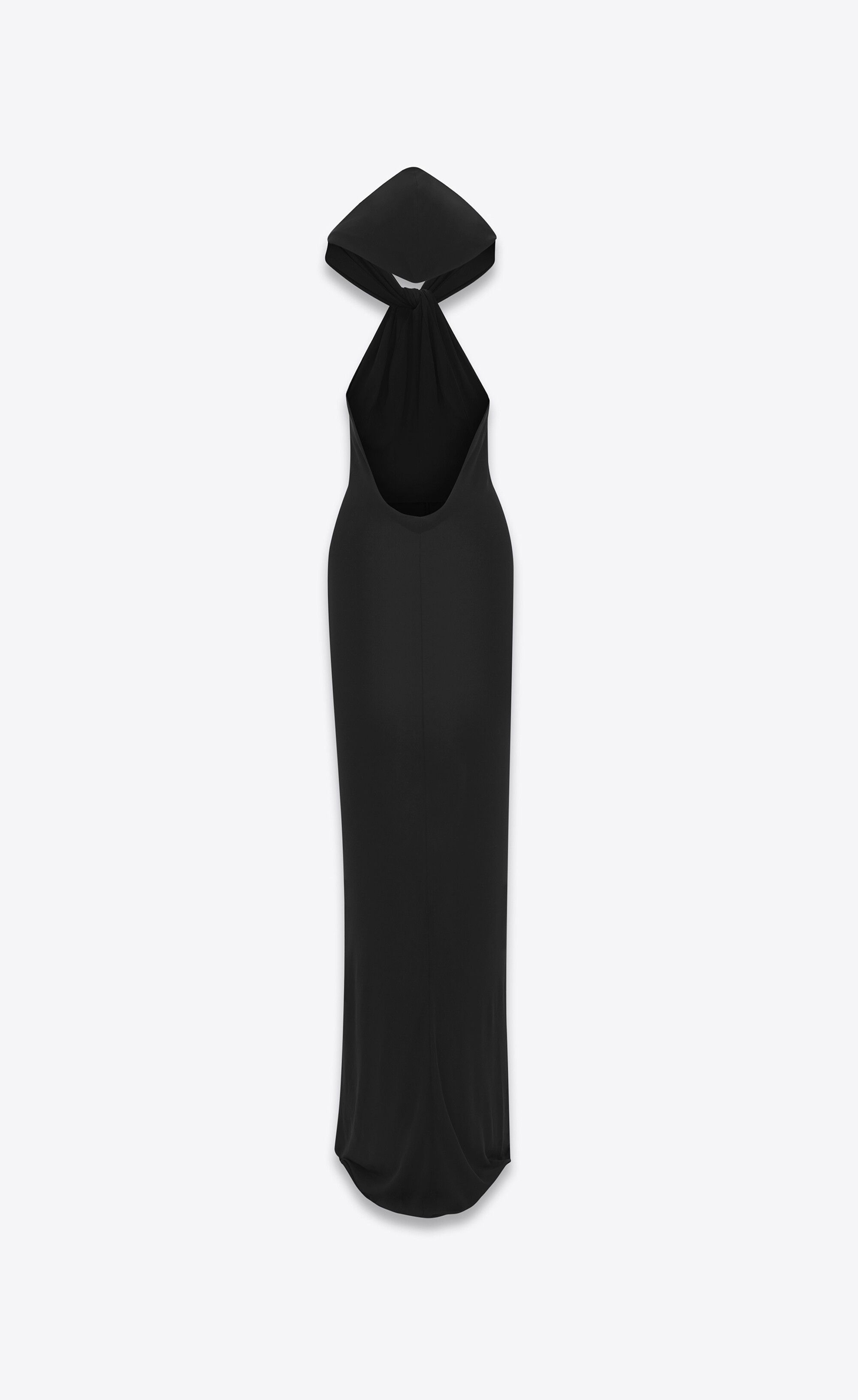 Saint Laurent Paris o1s1wg110225 741650 Hooded Dress in Crepe Jersey in Black Size XS / US 0-2 / IT 36-38 - 4 Thumbnail
