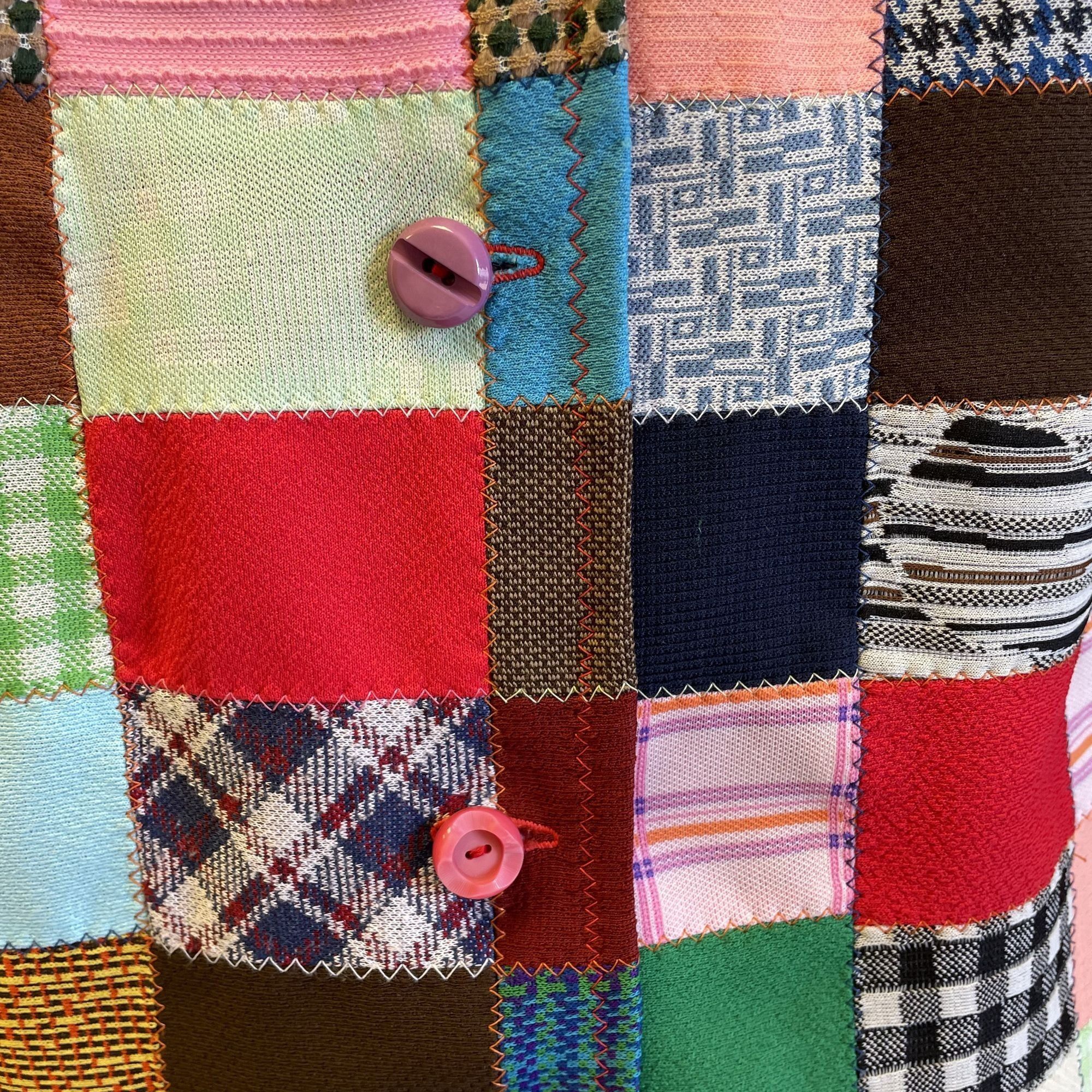 Other Vtg Handmade MoD Multi Color QUILT Patchwork Hippie Shirt Size L / US 10 / IT 46 - 4 Thumbnail