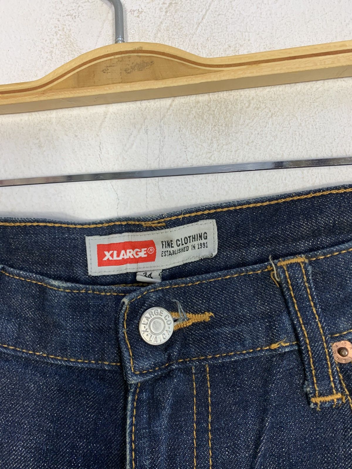 X-LARGE X Large XL Indigo Denim Straight Cut Check Monogram Printed Size US 34 / EU 50 - 5 Thumbnail