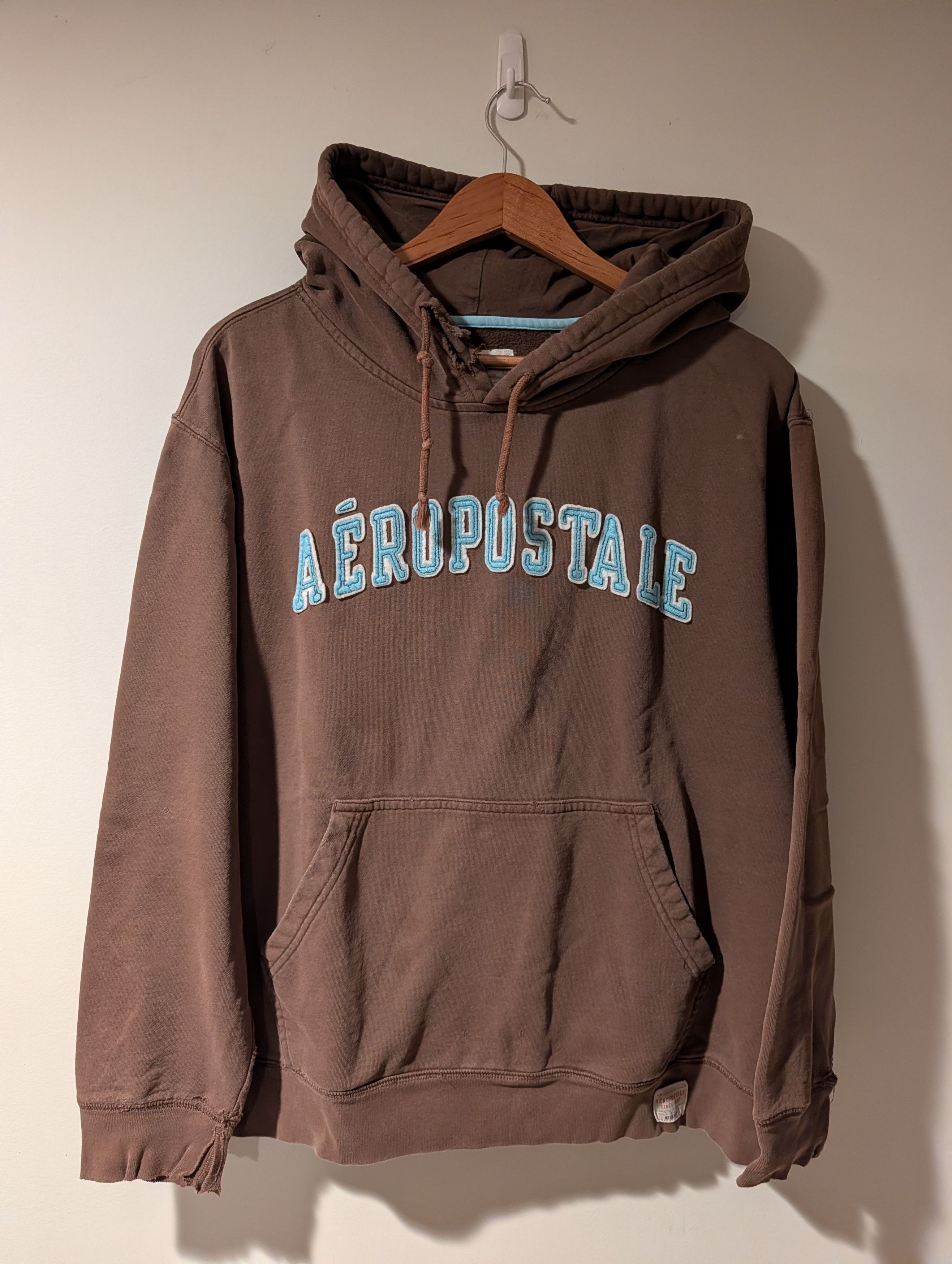 Abercrombie & Fitch VTG Abercrombie & Fitch Hoodie Brown Blue Spellout Y2K Size US L / EU 52-54 / 3 - 1 Thumbnail