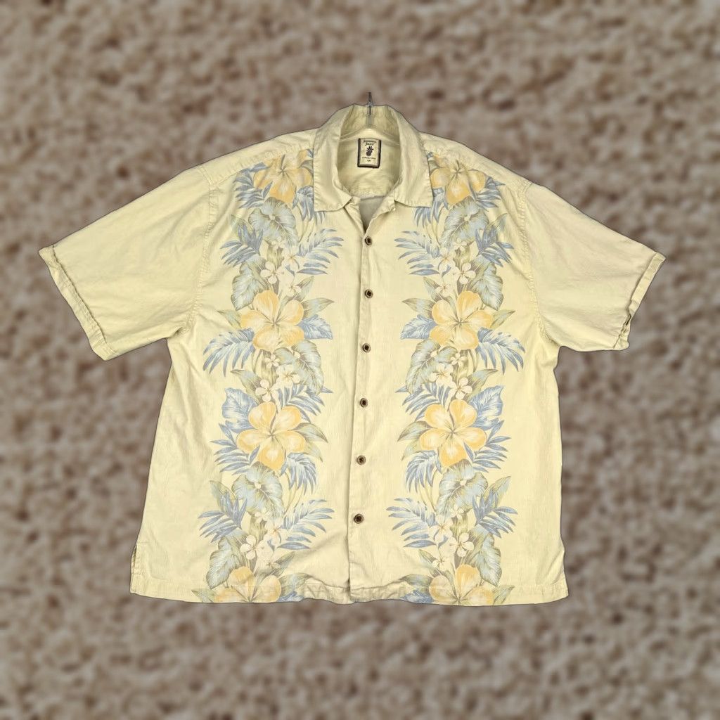 Vintage Jamaica Jaxx Shirt Men 2XL Yellow Palm Leaf Hawaiian 100% Silk Button Up Size US XXL / EU 58 / 5 - 1 Thumbnail