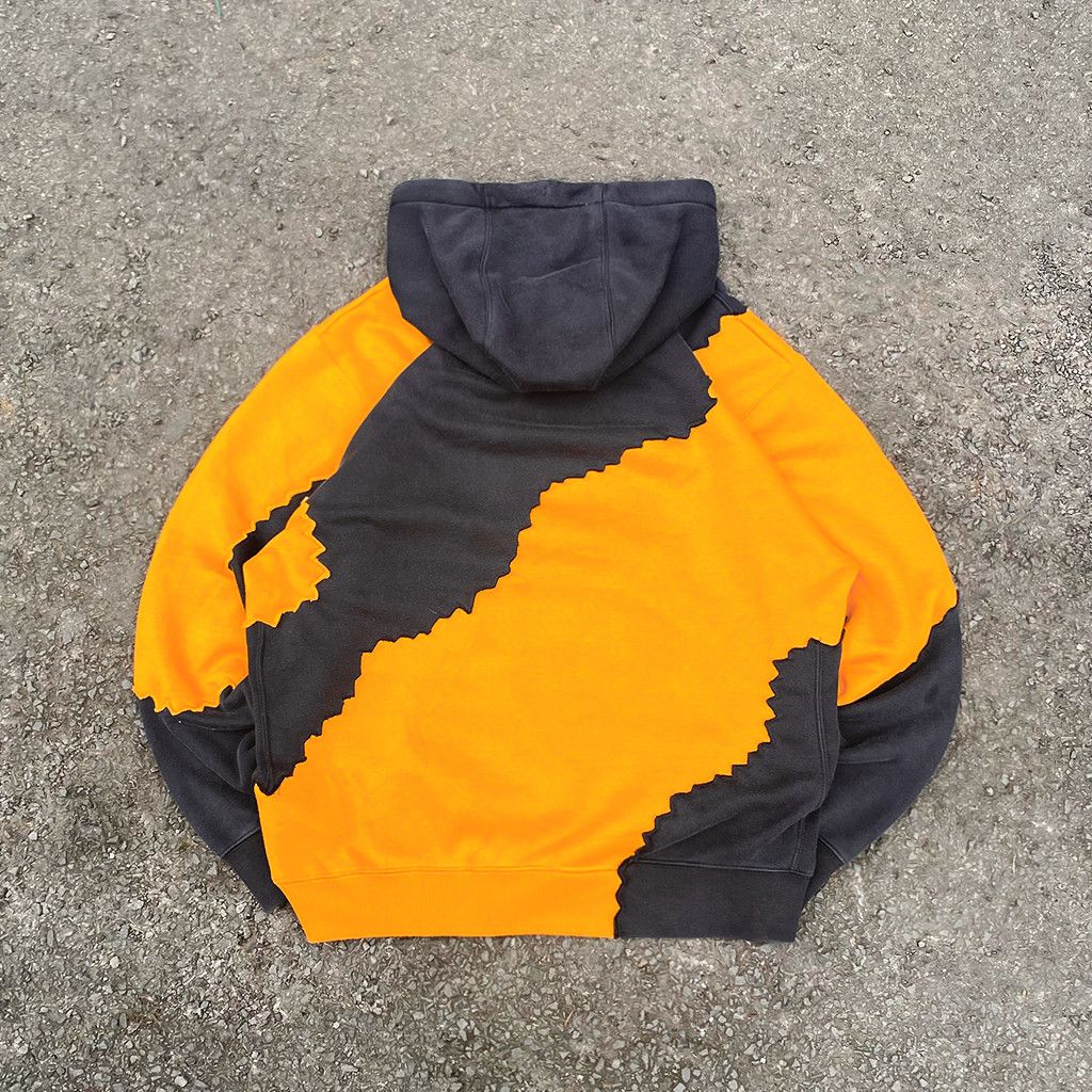 Nike Reworked Nike Patchwork Hoodie Black Mustard Grailed