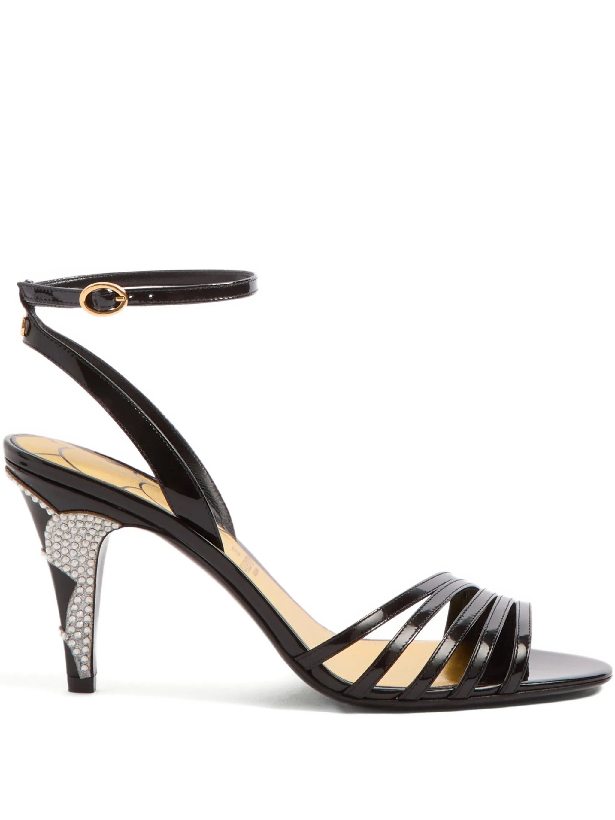 os11x0126 85mm Ladycrush Leather Sandals in Black