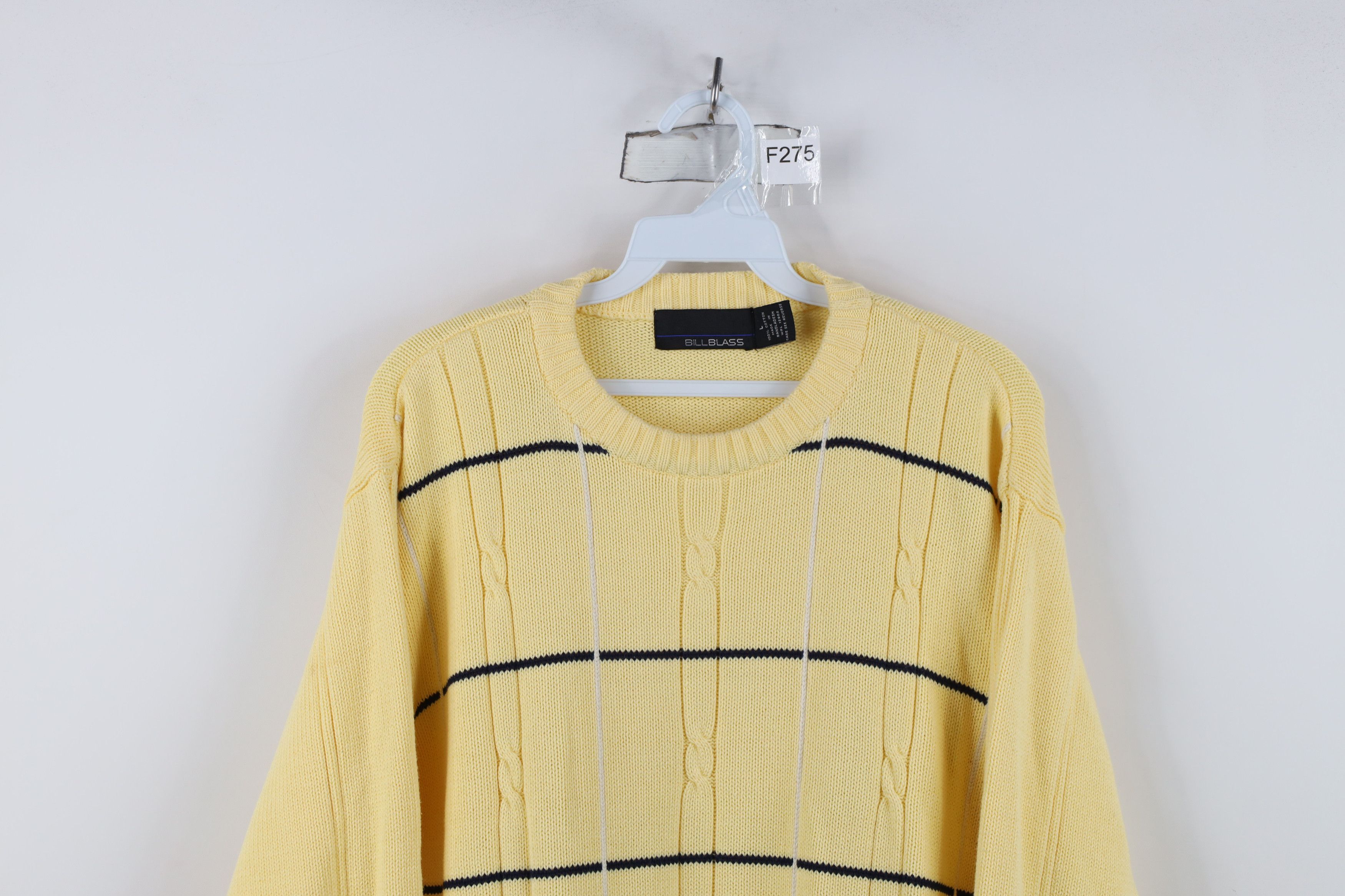 Vintage Vintage 90s Streetwear Ribbed Cable Knit Sweater Yellow Size US L / EU 52-54 / 3 - 2 Thumbnail