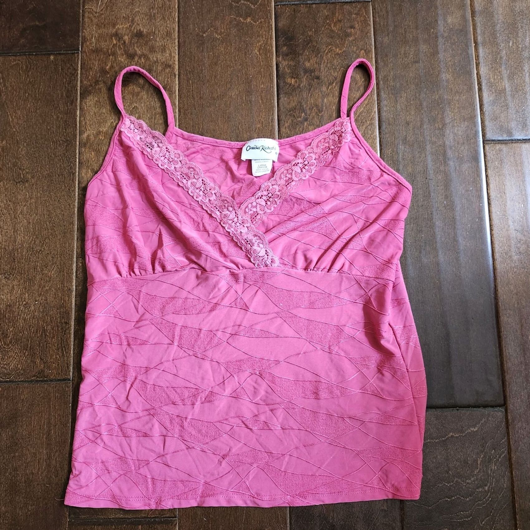 Vintage Claudia Richard Women's Tank Shirt Juniors Large Pink Lace Sleeveless Size L / US 10 / IT 46 - 2 Thumbnail