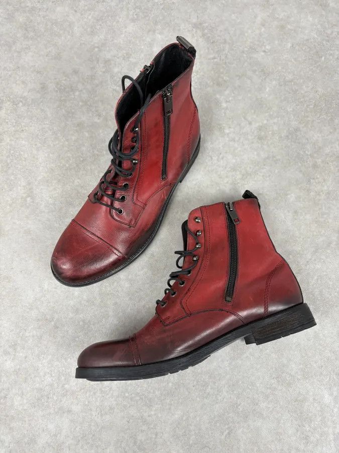 Diesel Diesel Raw Red Leather Combat Boots Size US 9 / EU 42 - 4 Thumbnail