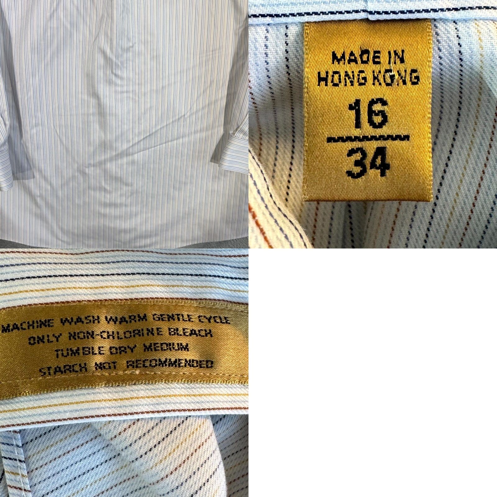 Roundtree & Yorke Gold Label Dress Shirt Mens 16/34 White Blue Striped 100% Cotton Formal Shirt Size 42R - 9 Thumbnail