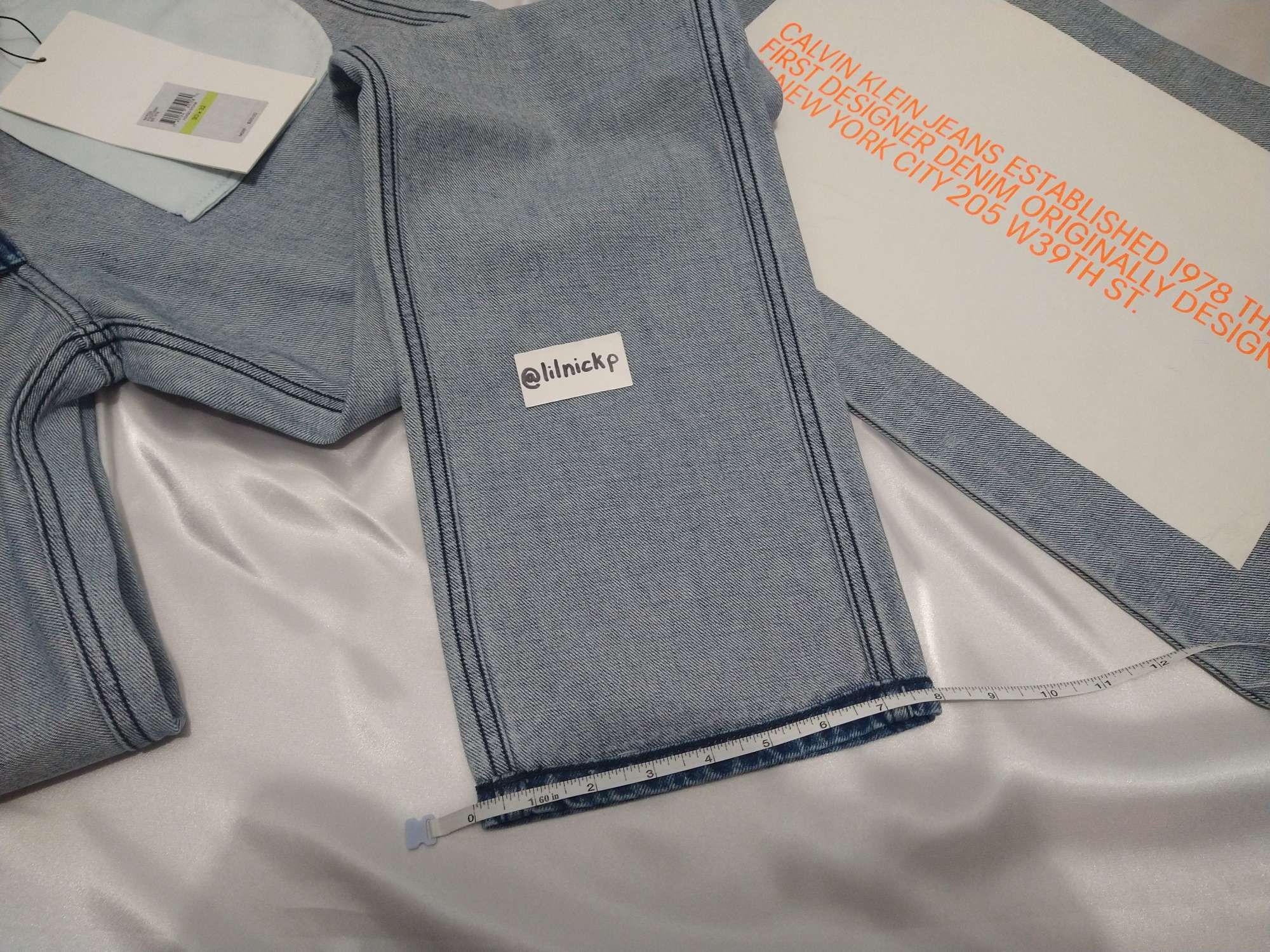 Calvin Klein 205W39NYC EST. 1978 Straight Leg Inside Out Indigo Stone Jeans Size US 30 / EU 46 - 6 Thumbnail