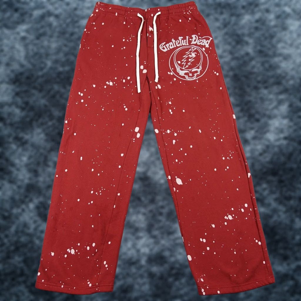 Mad Engine Grateful Dead Pants Mens Medium Red Mad Engine Fleece Sweatpants Lounge Graphic Size US 31 - 1 Thumbnail