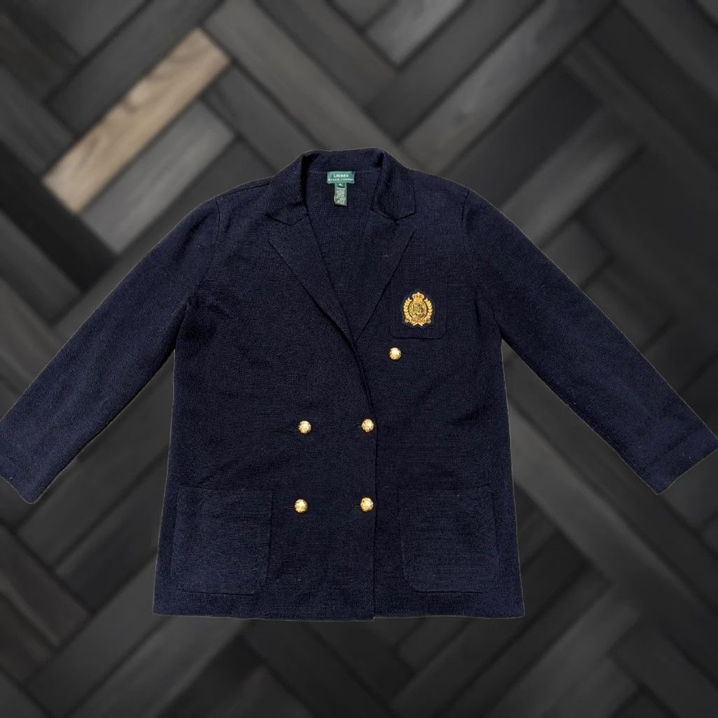 Ralph Lauren VINTAGE RALPH LAUREN navy blue CREST sweater blazer XL WOOL double breasted Womens Size M / US 6-8 / IT 42-44 - 1 Thumbnail