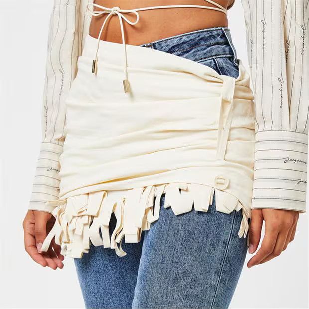 Jacquemus o1g2r1mq1024 Mini Skirt in White Size 27" / US 4 / IT 40 - 3 Thumbnail