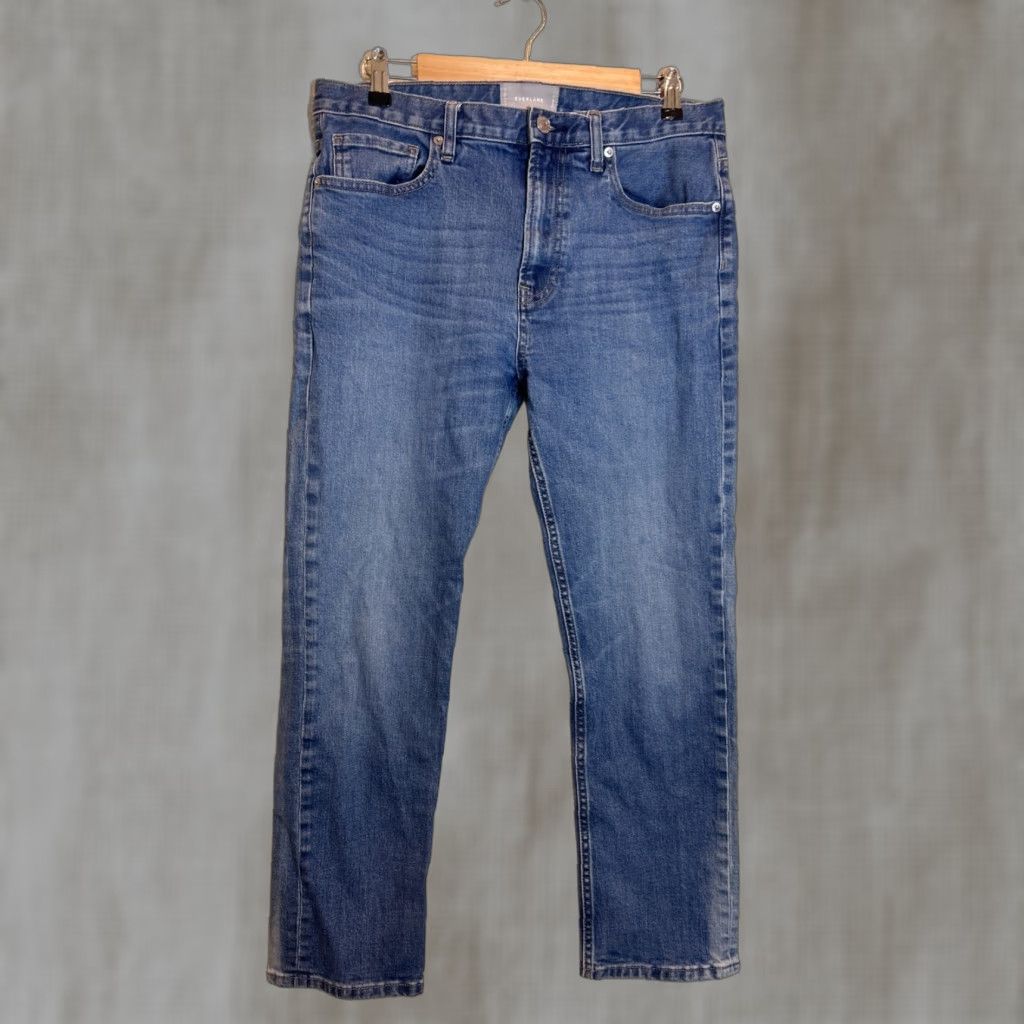 Everlane Everlane Jeans Women Medium Wash Hi Rise 32 x 27 Straight Blue 32 Womens Size 24" / US 00 / IT 34 - 1 Thumbnail