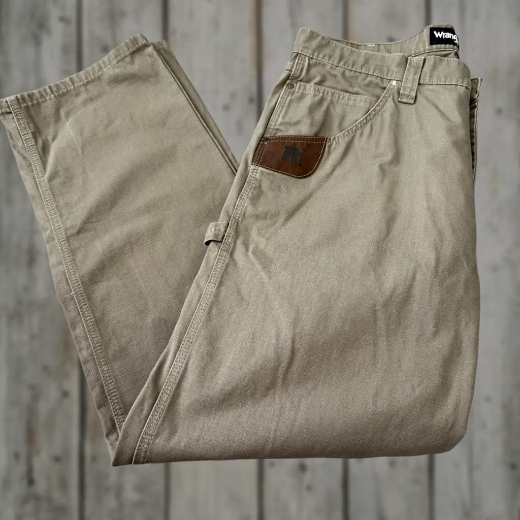 Wrangler Wrangler Riggs Workwear Pants Mens 36x33 Olive Green Cotton Carpenter Size US 36 / EU 52 - 1 Thumbnail
