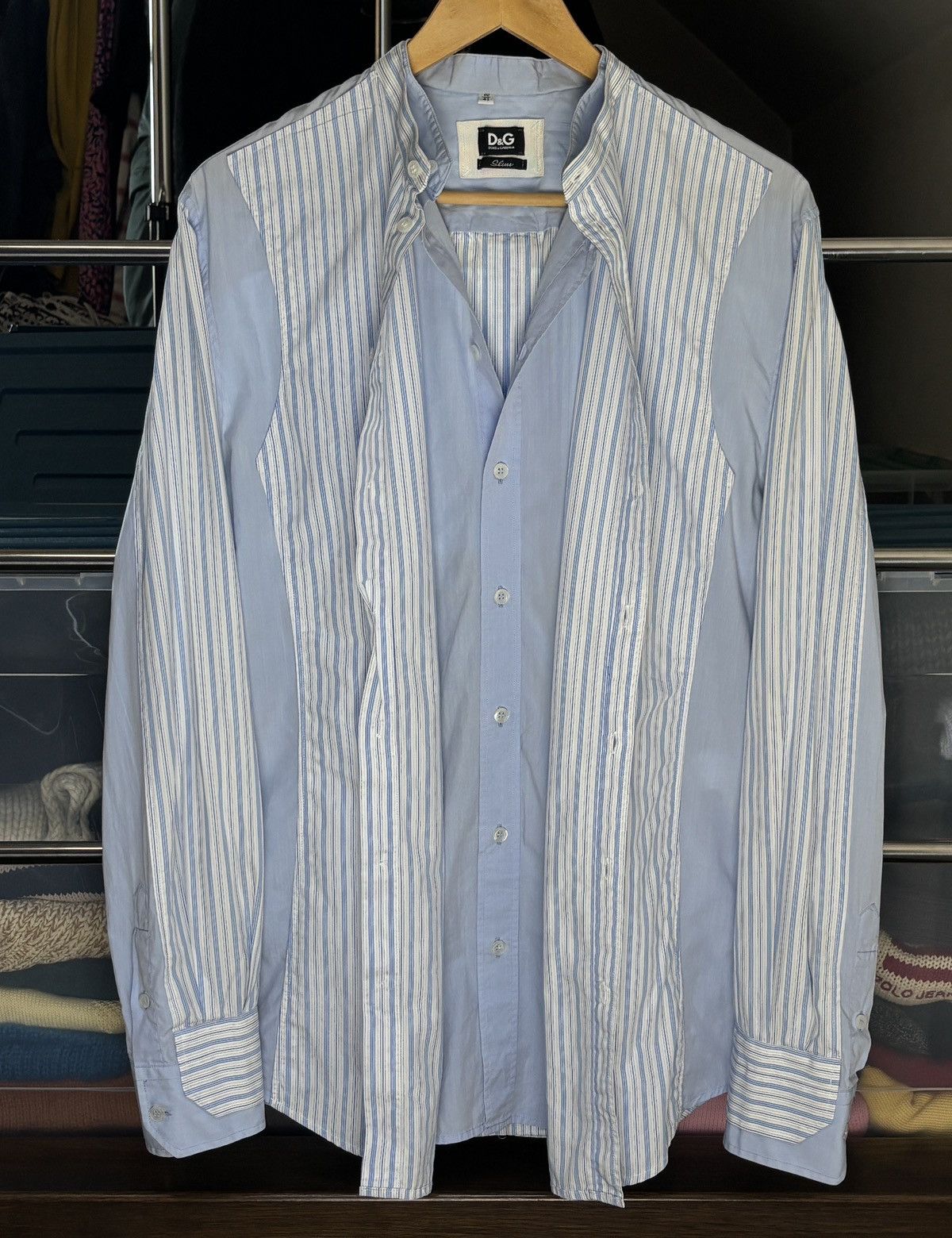 Dolce & Gabbana Dolce & Gabbana vintage layered hybrid striped shirt Size US M / EU 48-50 / 2 - 1 Thumbnail