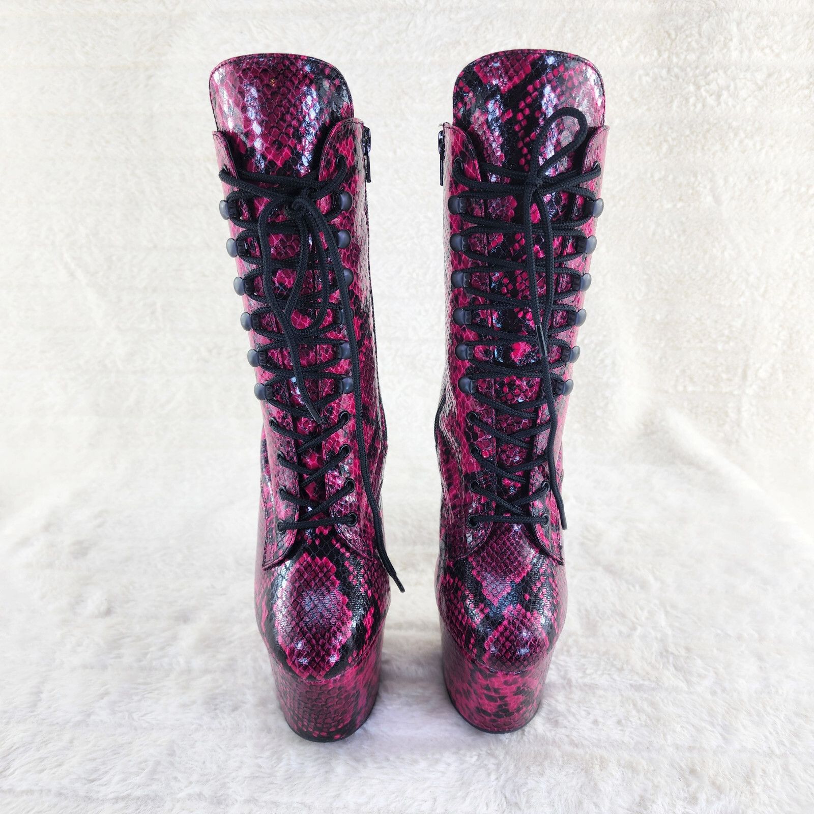 Other Adore 1020SP Hot Pink Snake Print 7" High Heel Platform Ankl Size US 10 / IT 40 - 3 Thumbnail