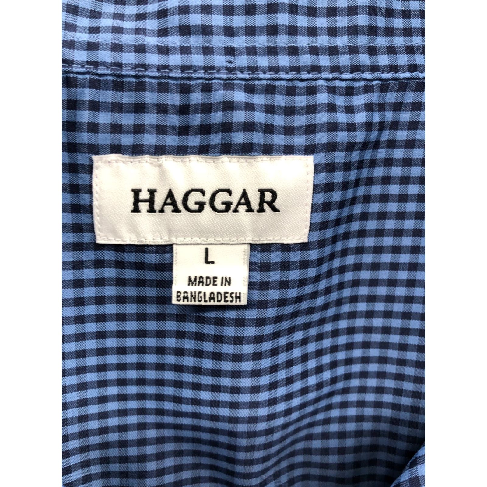 Haggar Haggar Shirt Mens L Blue Check Long Sleeve Button-Up Collar Spread Size US L / EU 52-54 / 3 - 6 Thumbnail
