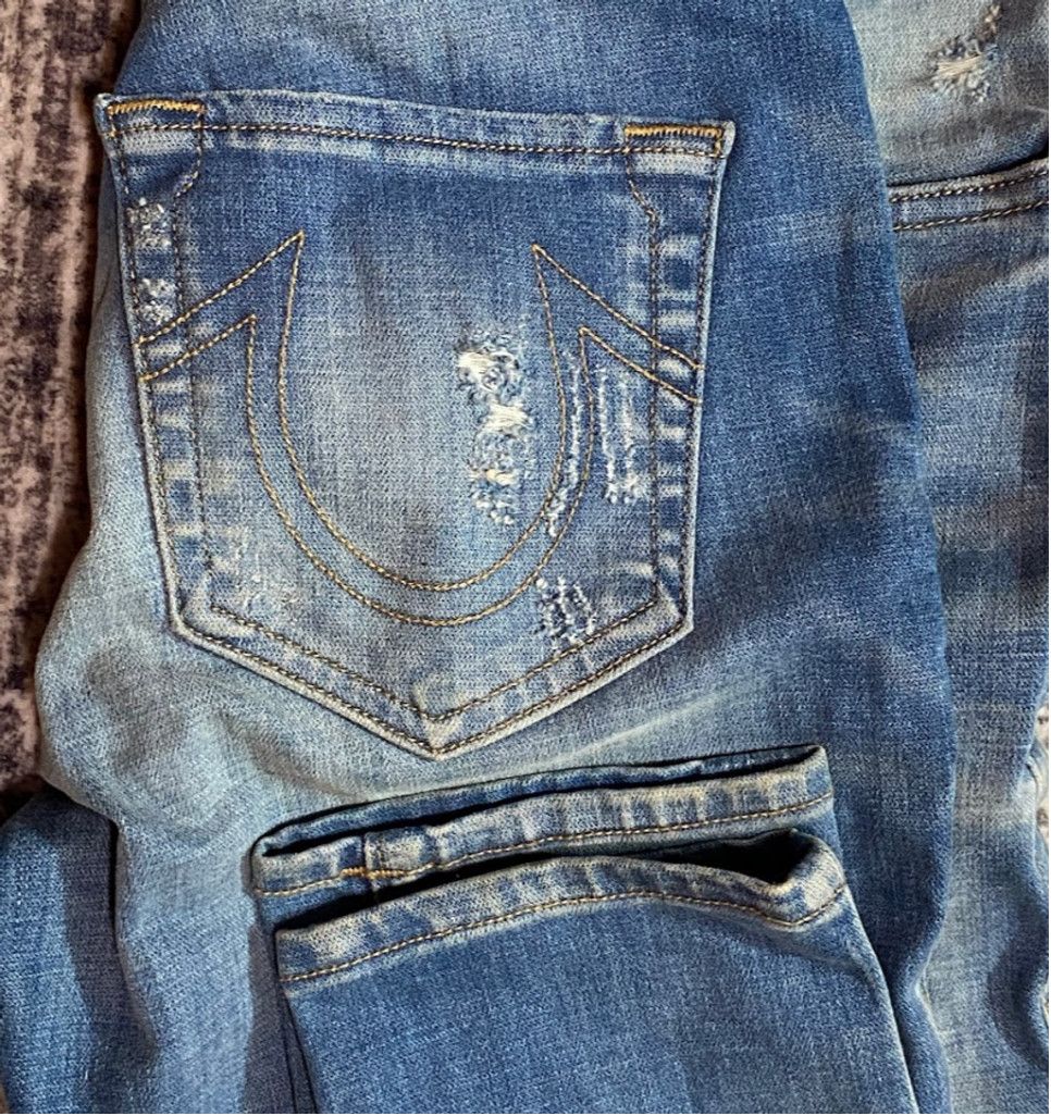 True Religion Women's True Religion Denim Sequin Jeans, Blue, Size 28 Size 26" / US 2 / IT 38 - 4 Thumbnail