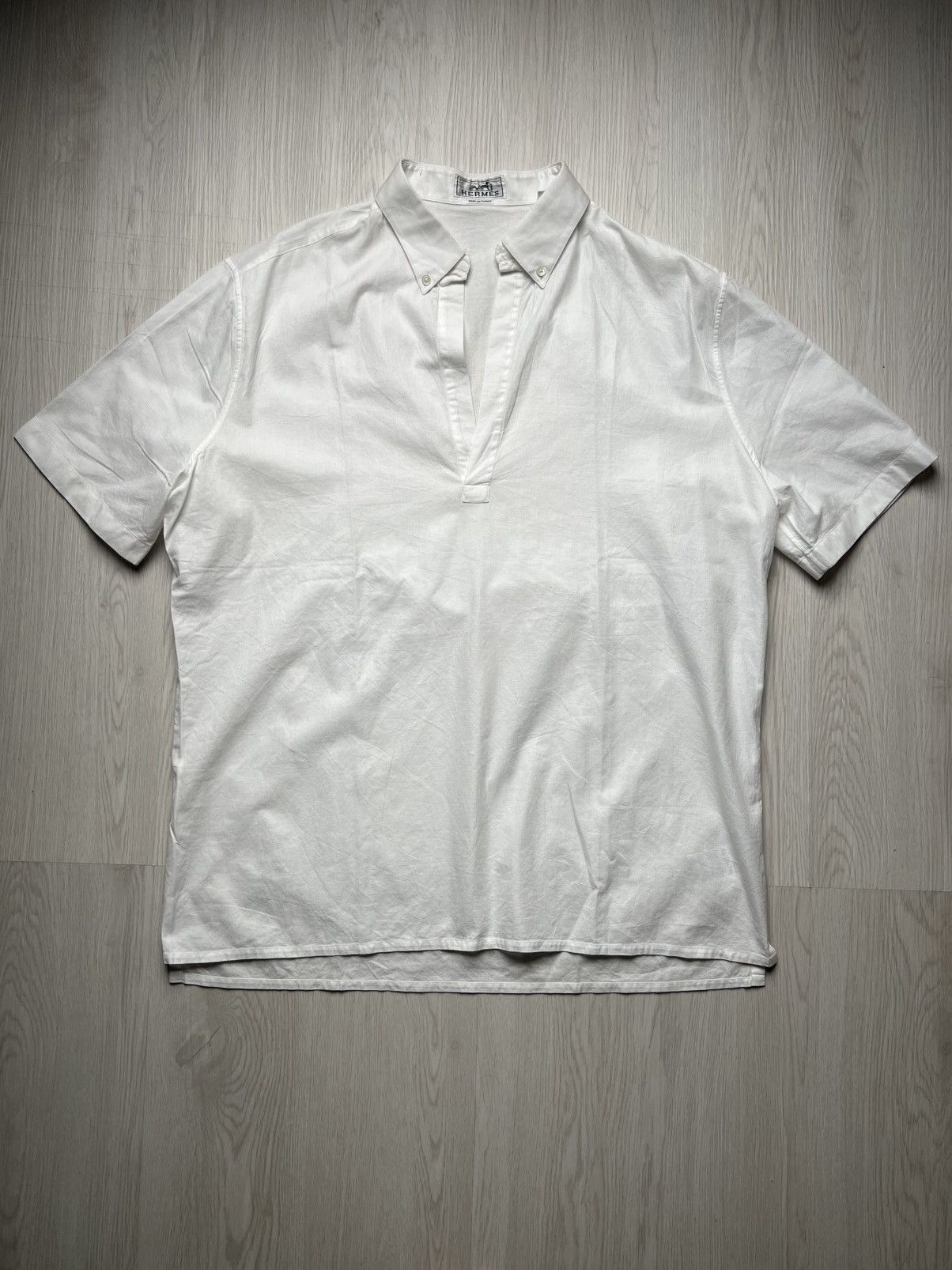 Hermes Hermes white cotton vareuse shirt Inspired from runway SS99 Size US L / EU 52-54 / 3 - 1 Thumbnail