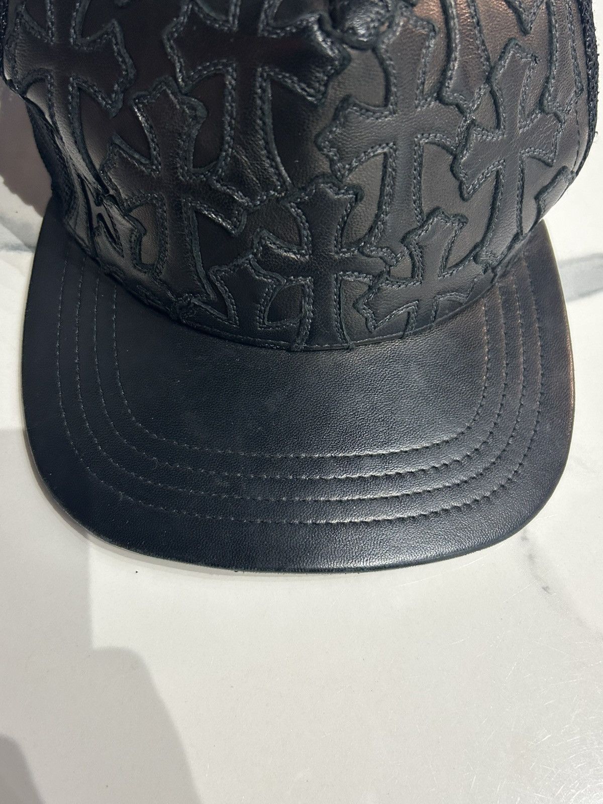 Chrome Hearts Chrome Hearts Cemetery Cross Leather Trucker Hat Size ONE SIZE - 2 Thumbnail