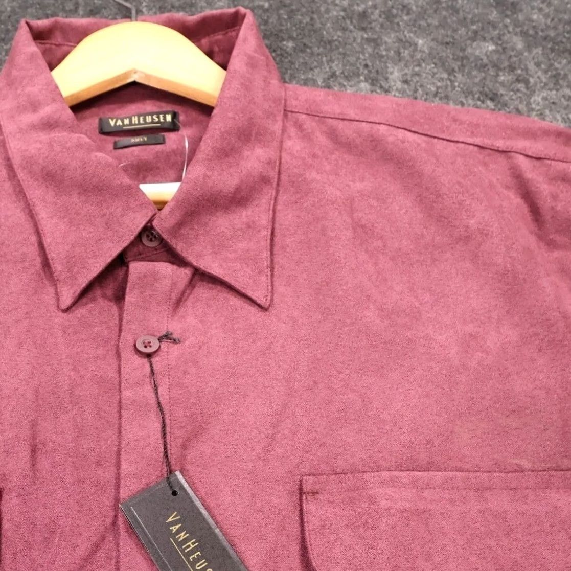 Van Heusen VINTAGE Van Heusen Button Up Shirt Mens 2XLT Wine Soft Suede Long Sleeve Size US XXL / EU 58 / 5 - 4 Thumbnail