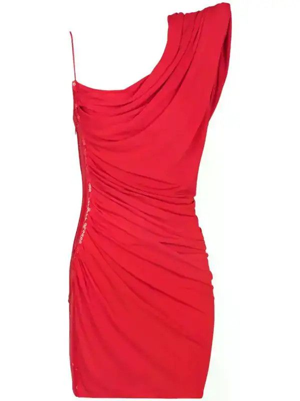 Balmain o1s1wg110526 Sequin Mini Dress in Red Size L / US 10 / IT 46 - 1 Thumbnail