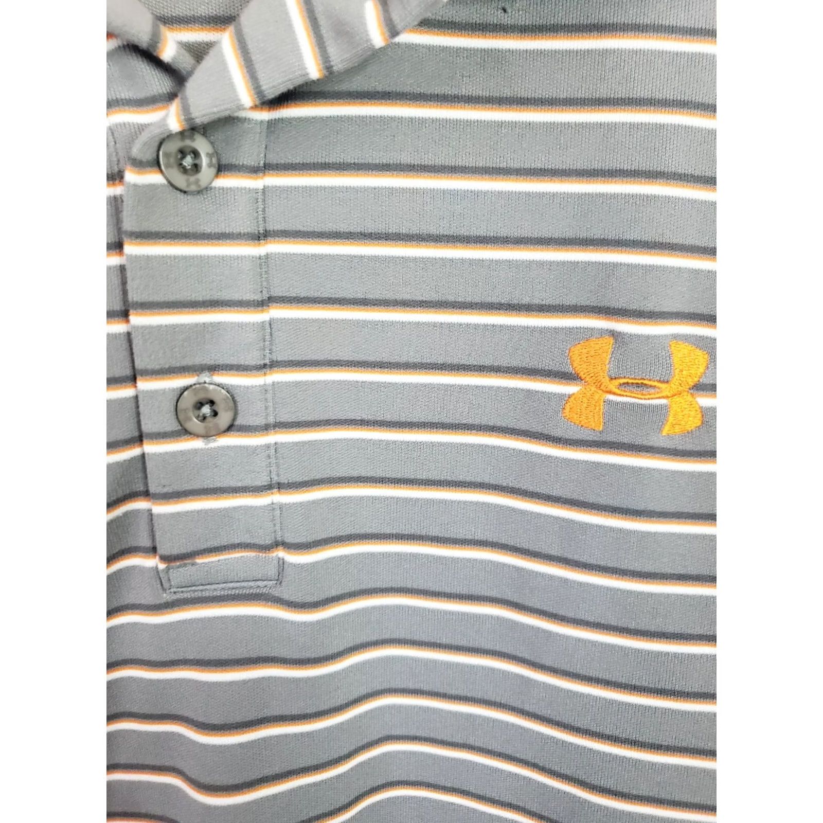 Under Armour Under Armour Polo Shirt Men's XL Gray Orange Striped Loose Fit Heatgear Golf Size US XL / EU 56 / 4 - 5 Thumbnail