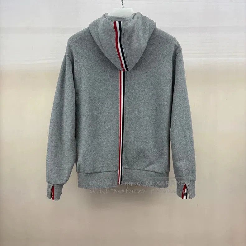 Thom Browne Thom Browne Gray Zip Hoodie with Stripes. Size US S / EU 44-46 / 1 - 2 Thumbnail