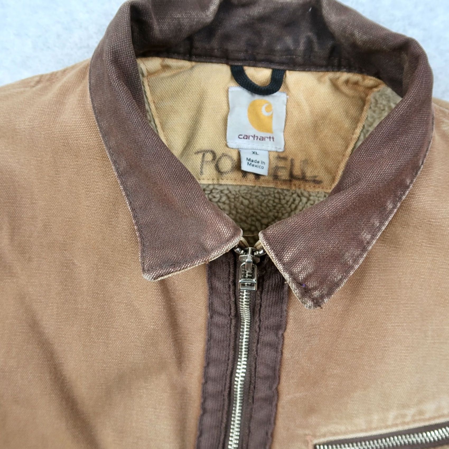 Carhartt VINTAGE Carhartt Jacket Mens XL Brown Full Zip Canvas J297 Lined Sherpa Detroit Bomber Coat Size US XL / EU 56 / 4 - 4 Thumbnail