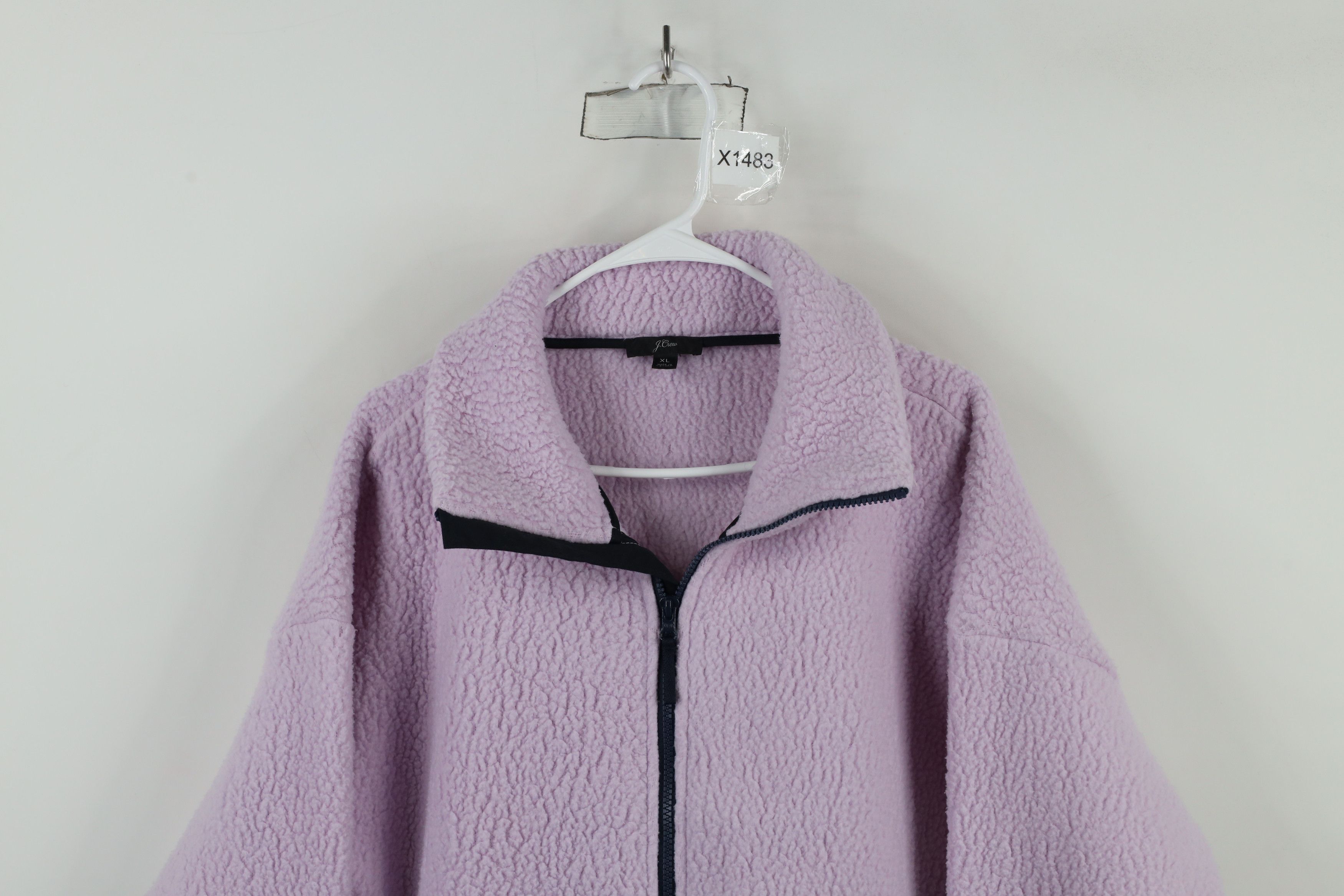 J.Crew × Vintage J Crew Deep Pile Fleece Full Zip Jacket Light Purple Size XL / US 12-14 / IT 48-50 - 2 Thumbnail