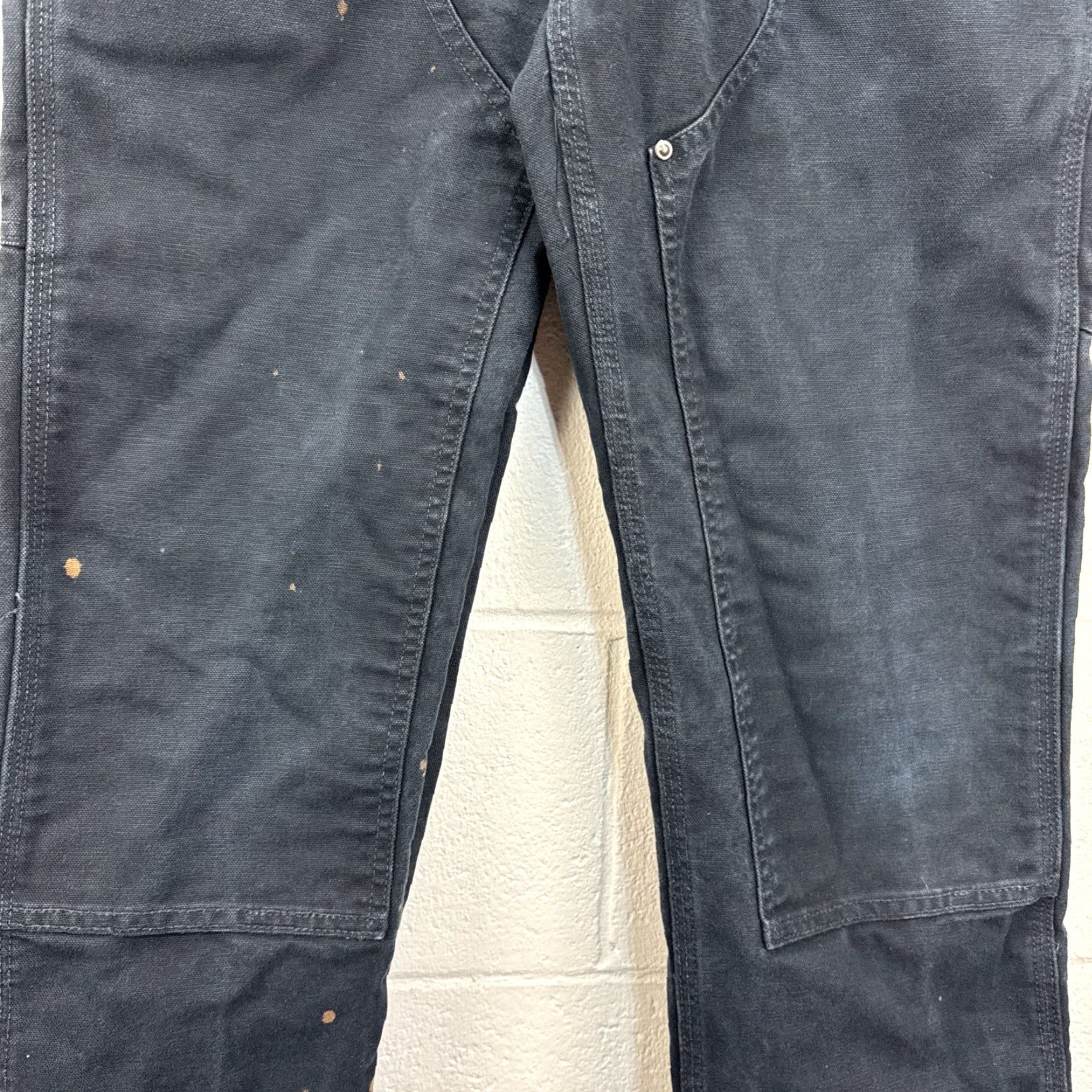 Carhartt VINTAGE Carhartt B136 Pants Carhartt Double Knee 29X30 Black Distressed Work Canvas 90s Grunge Mens Size US 29 - 6 Thumbnail