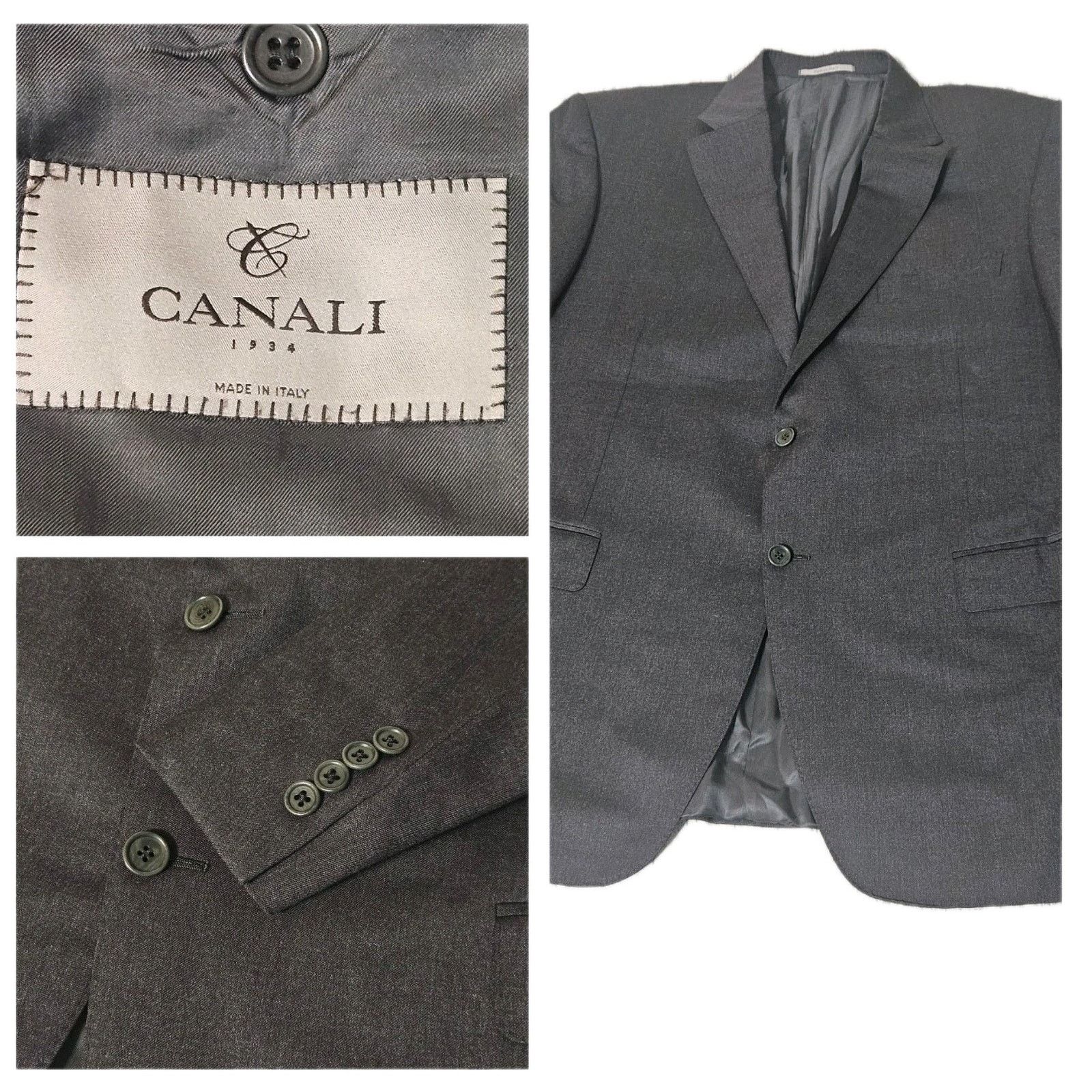 Canali Canali Blazer 46 CHARCOAL Sport Coat Wool Jacket Italy Men's Size 46R - 1 Thumbnail