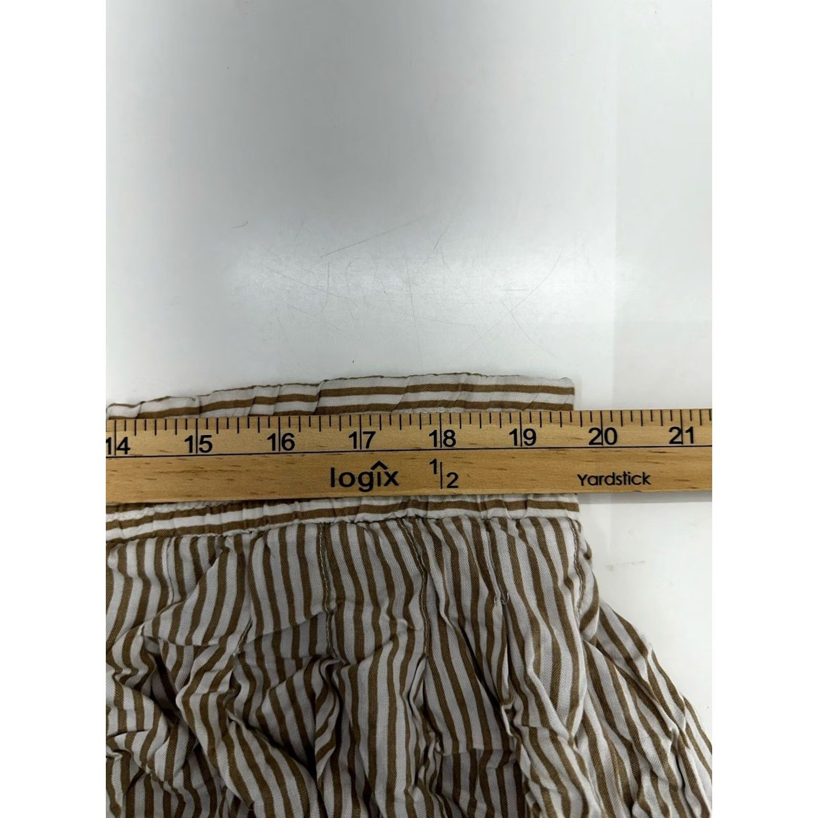 Vintage Maggie Lawrence Collection Womens Skirt Size 18-20 Tan White Stripe Skirt Casual Bohemian 20s? Size 40" / US 18 - 7 Thumbnail