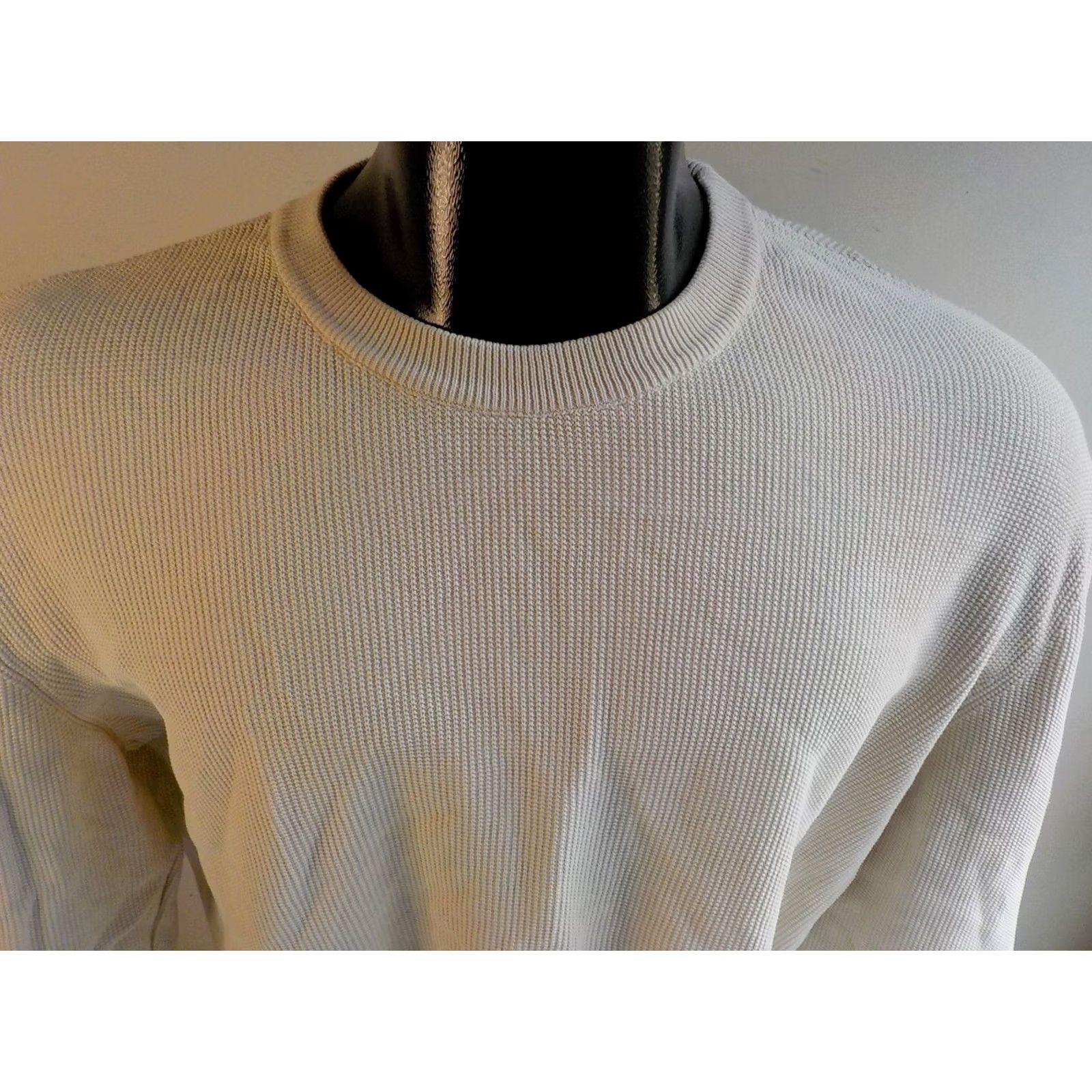 Zara ZARA Crew Neck Pullover Sweater Ivory XL Mens Ribbed Banded Collar Cuffs Waistband Great Condition Size US XL / EU 56 / 4 - 2 Thumbnail