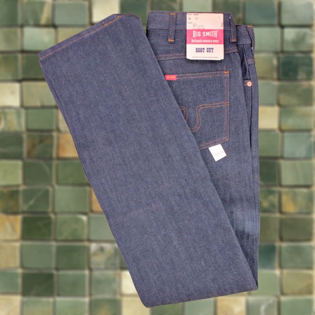 Vintage Big Smith Jeans Boot Cut 31x36 70s VTG 1970s Blue Cotton Mens Pants Size US 31 - 1 Thumbnail