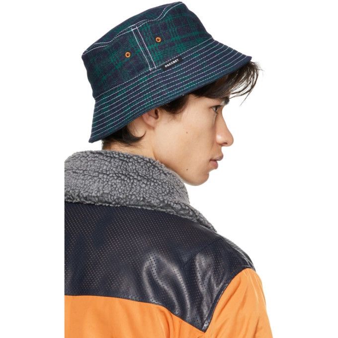 PACCBET Rassvet Navy and Green Check Contrast Stitch Bucket Hat Size ONE SIZE - 10 Thumbnail