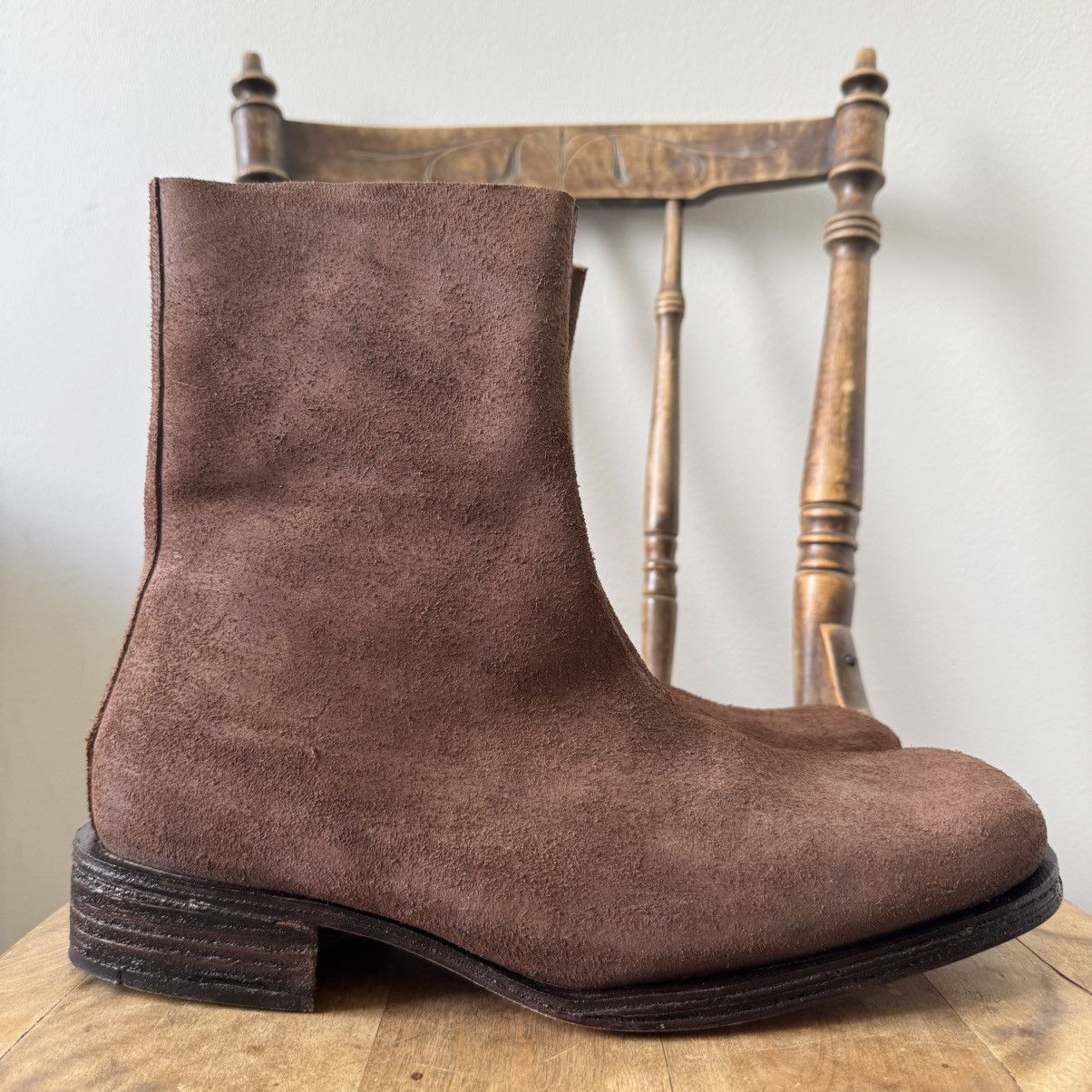 Maison Margiela AW2003 Martin Margiela Brown Suede Square Toe Boots Size US 11 / EU 44 - 2 Thumbnail