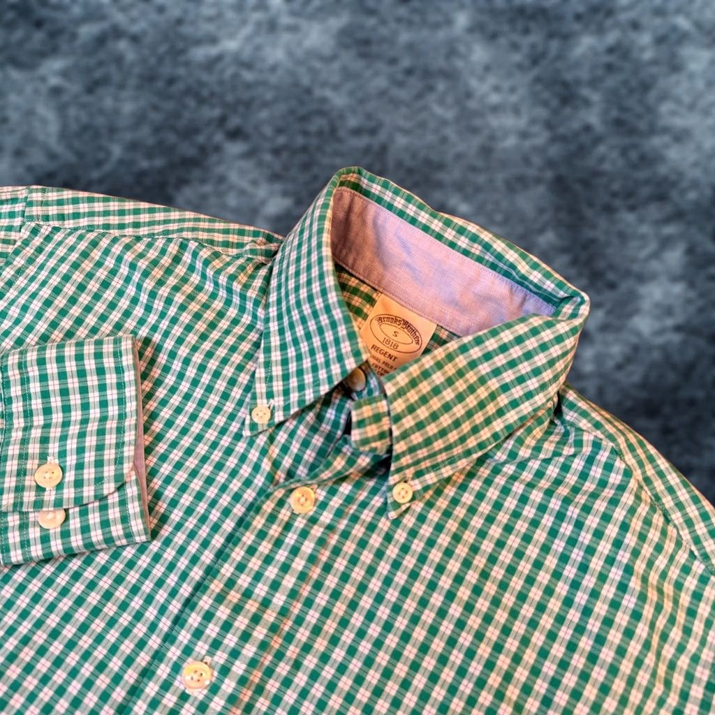 Brooks Brothers Brooks Brothers Regent Button Up Shirt Mens Small Green Gingham Regular Fit Size US S / EU 44-46 / 1 - 1 Thumbnail
