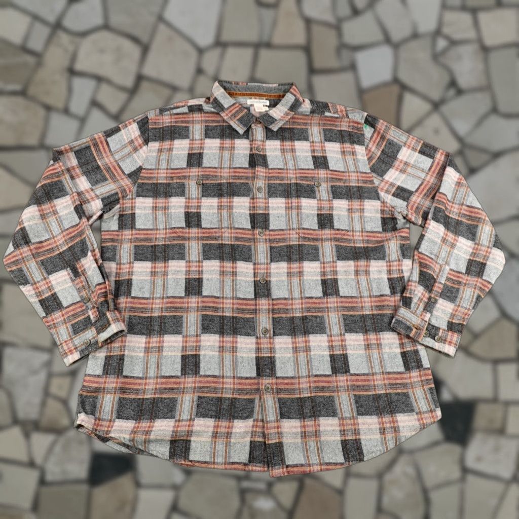 Carbon2Cobalt VINTAGE Carbon 2 Cobalt Men's Flannel Shirt Casual Workwear Outdoor Long Sleeve Cotton Gray Plaid Large Size US L / EU 52-54 / 3 - 1 Thumbnail