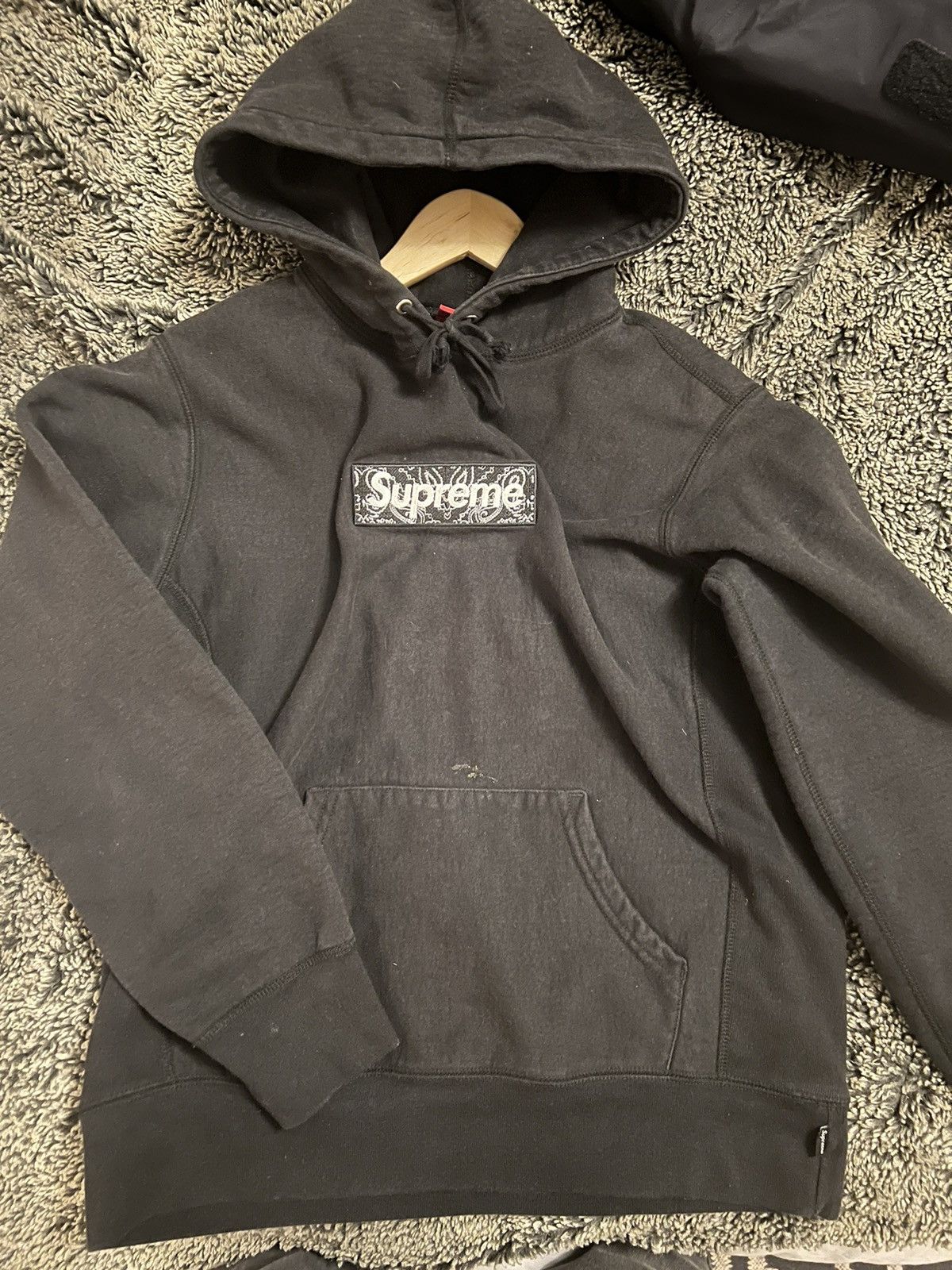 Image of Supreme Bandana Box Logo Hoodie in Black, Men's (Size Small)