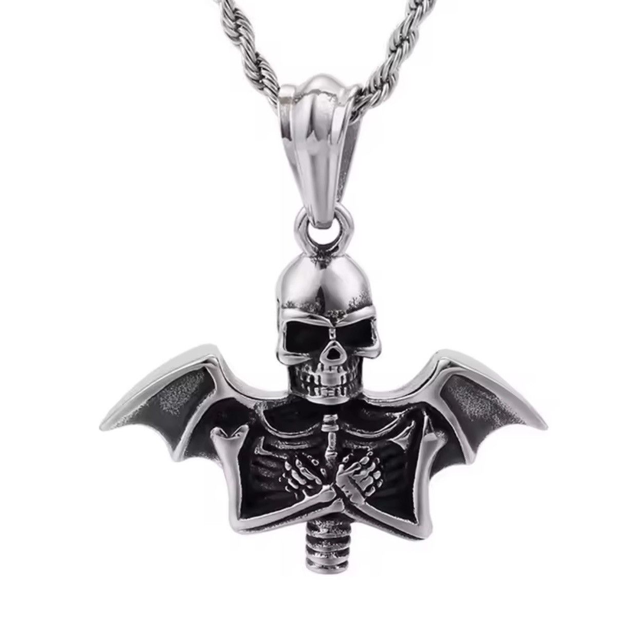 Jewelry Skeleton Wings Skull Necklace Gothic Chain Size ONE SIZE - 5 Thumbnail