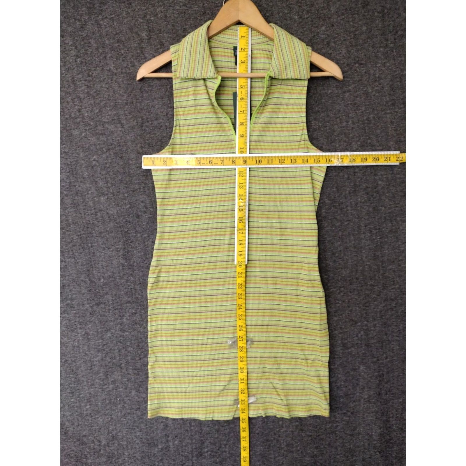 Vintage Wild Fable Polo Dress Shirt Dress Polo Dress Sleeveless 1/4 Zip Casual Knit Cotton Green Striped Womens M XS? (Wait) Size M / US 6-8 / IT 42-44 - 4 Thumbnail