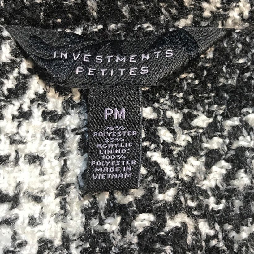 Other Investments Petites Y2K Tweed Black Plaid Collared Jacket PM Size M / US 6-8 / IT 42-44 - 3 Thumbnail