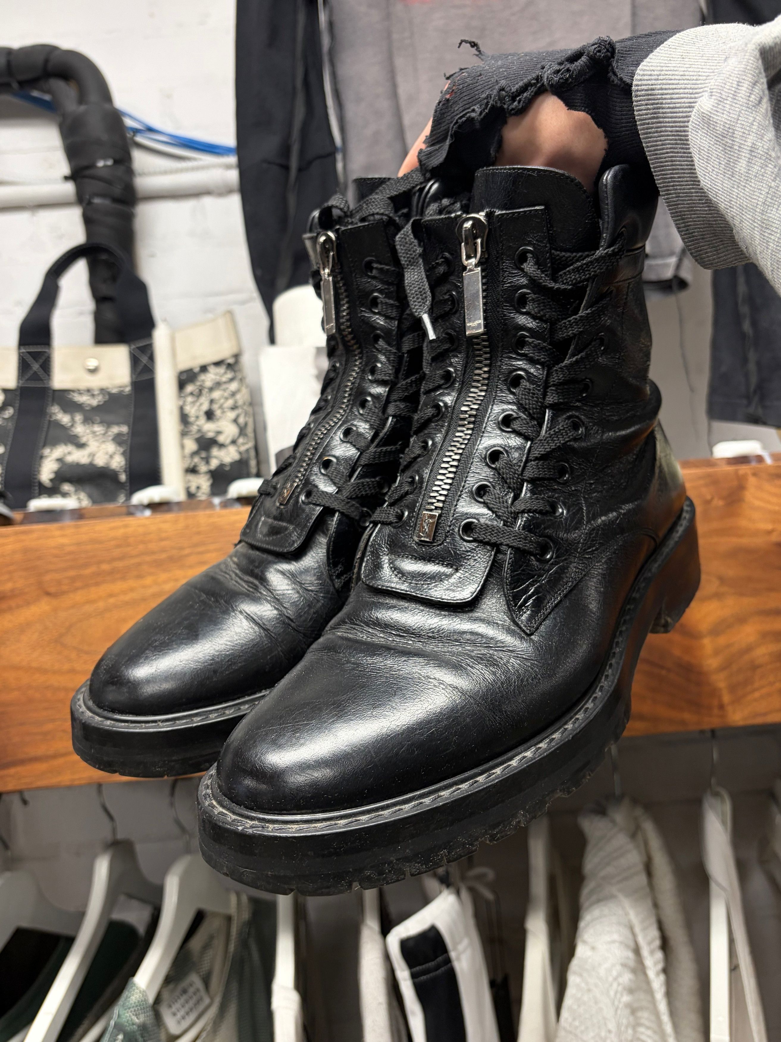 Hedi Slimane × Saint Laurent Paris 14SS Patent Leather Double